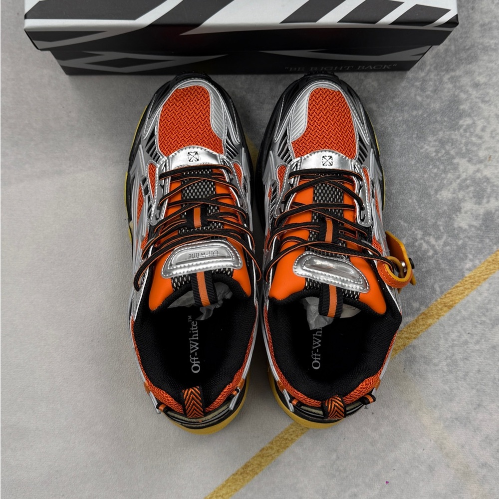 Off-White Orange and Silver Trail Runner Sneakers - Picture 2 of 9
